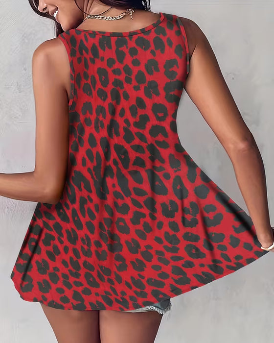 Camitopp V-Hals Leopardmønster