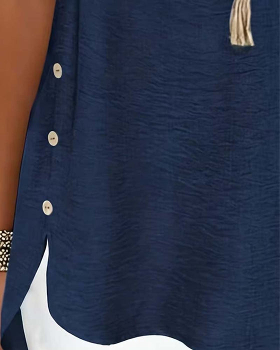 Bluse Ensfarget Sidesplitt Kortermet