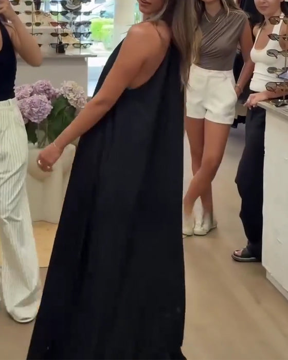 Kjole Elegant Ermløs Gulvlang