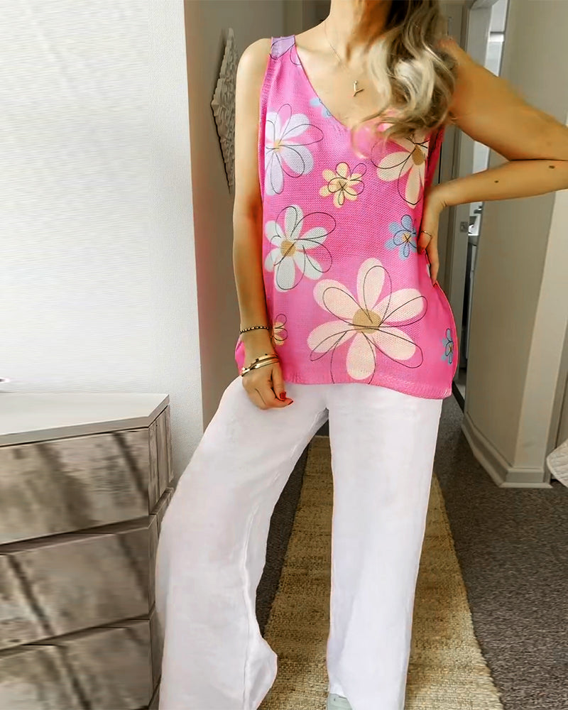 Ermeløs Blomstrete Genser Uten Lukking