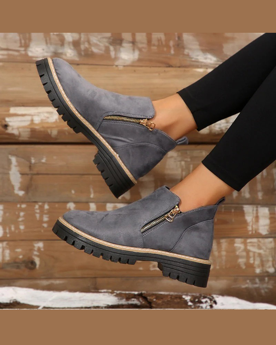 🔥Høst- Og Vintergodterier🔥Dame Støvler Med Rund Tå Og Glidelås I Siden