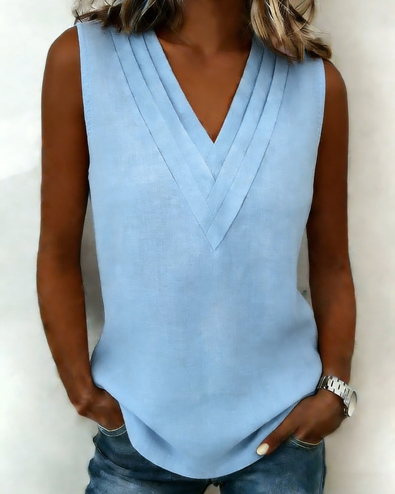 Tank Topp Moteriktig Dobbel Lag V-uttringning