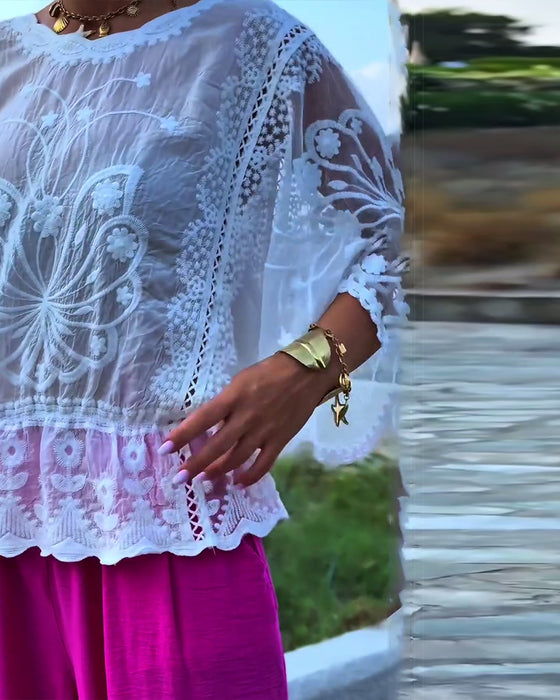 Bluse Ensfarget Moteriktig