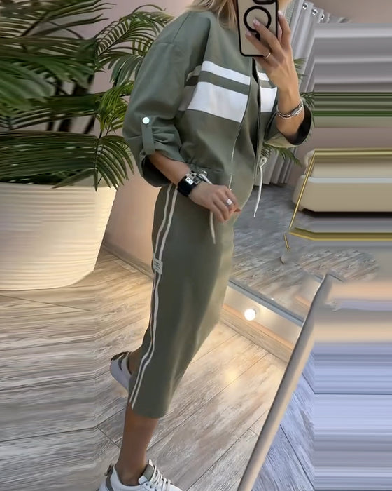 Sett uformell jakke ermeløs kjole