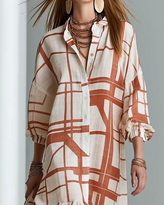 Kjole Knapp Stripe Ruffle