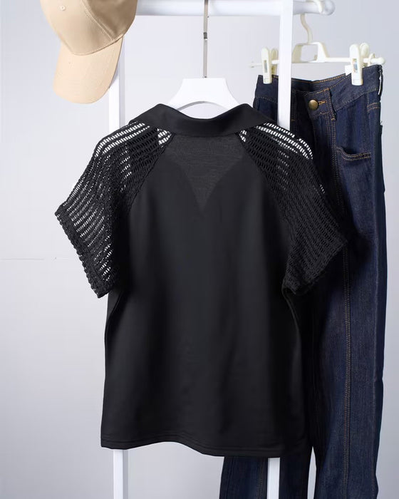 Bluse Solid Farge Krage Uthulet