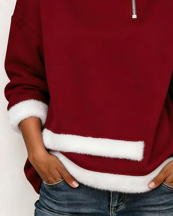 Sweatshirt Fleece Halv Glidelås