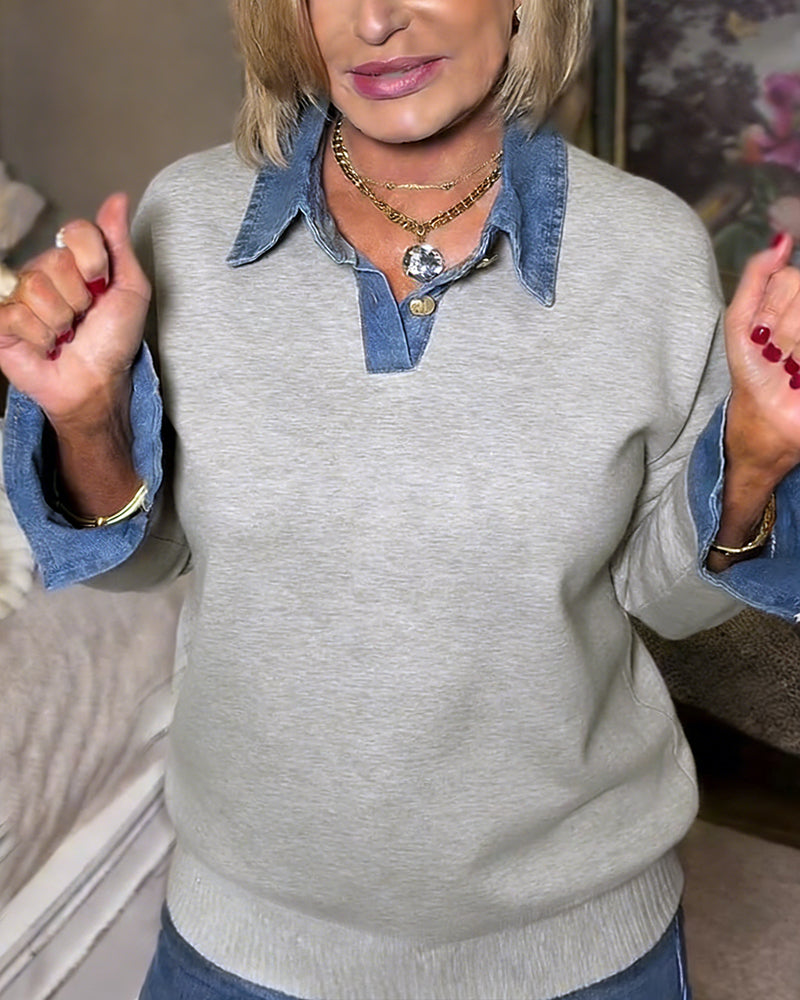 Topp Kontrastfarge Vippe Opp V-hals