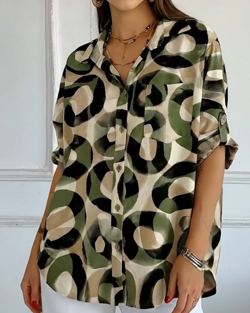 Skjorte Sirkeltrykk Avslappet Passform