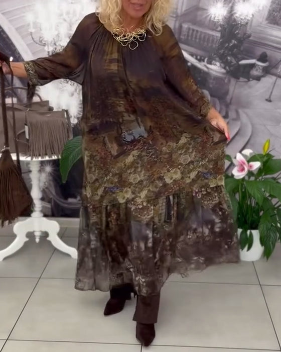 Kjole Elegant Blomstermønster Lang