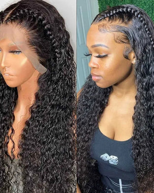 Parykk 26" Klartilå Bruke Ustelte Bølger Stort Hår Krøllete Hår