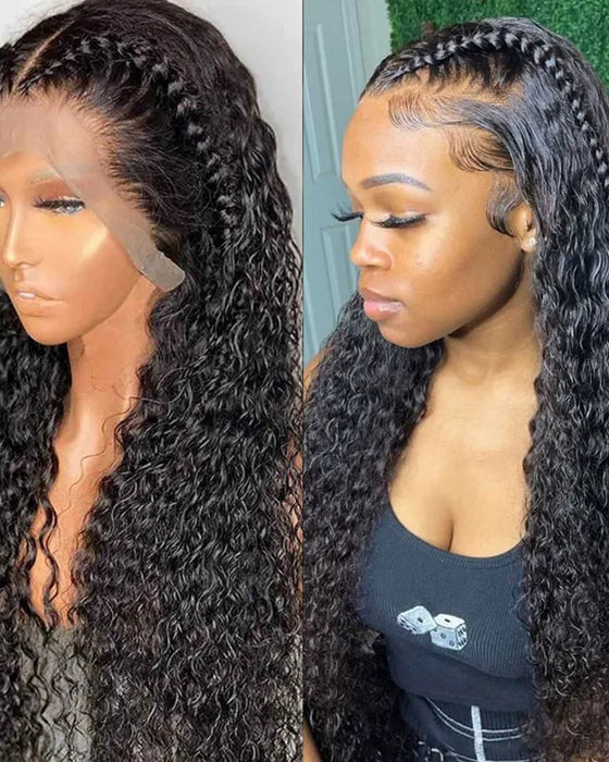 Parykk 26" Klartilå Bruke Ustelte Bølger Stort Hår Krøllete Hår