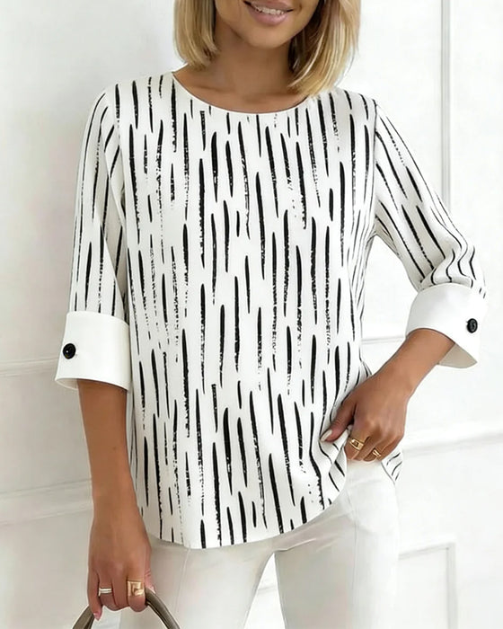 Bluse Linjetrykk 3/4-Erm