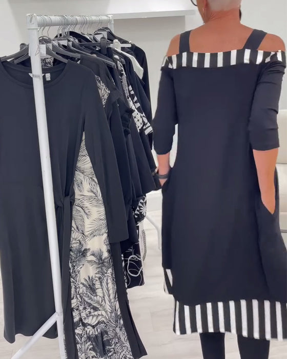 Kjole Off-Shoulder Uregelmessig Løs Print