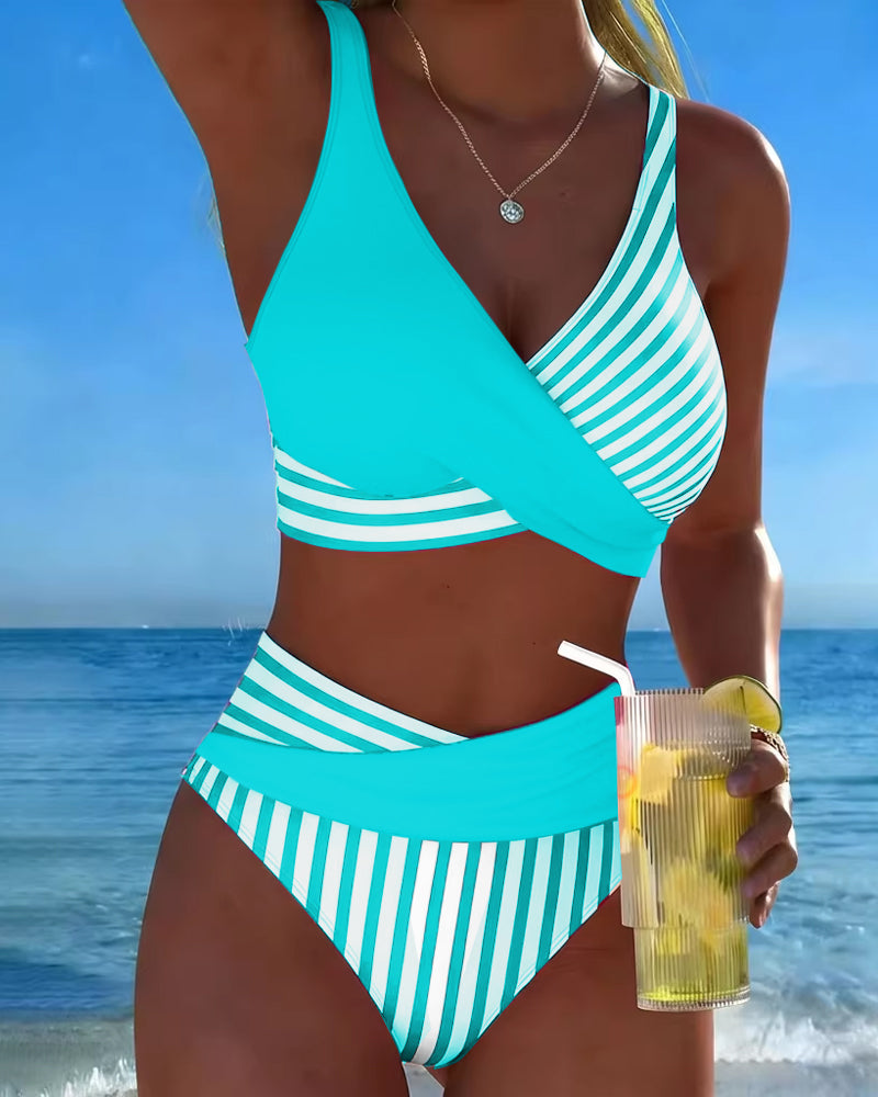 Bikini Kryssstripet Trykt