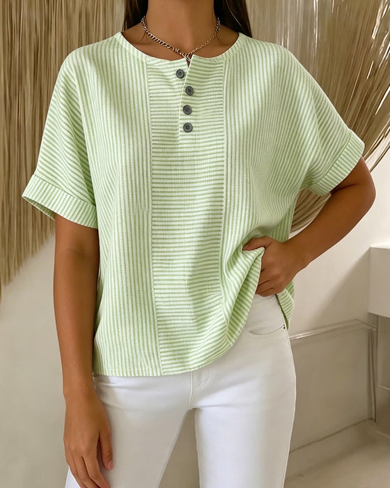 Bluse Rund Hals Kort Erm