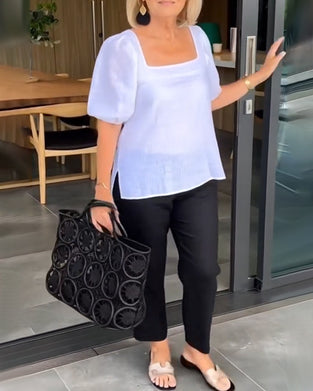 Blus Firkantet Hals Casual Puffermer