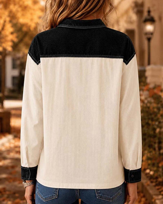 Bluse Fargeblokk Revers