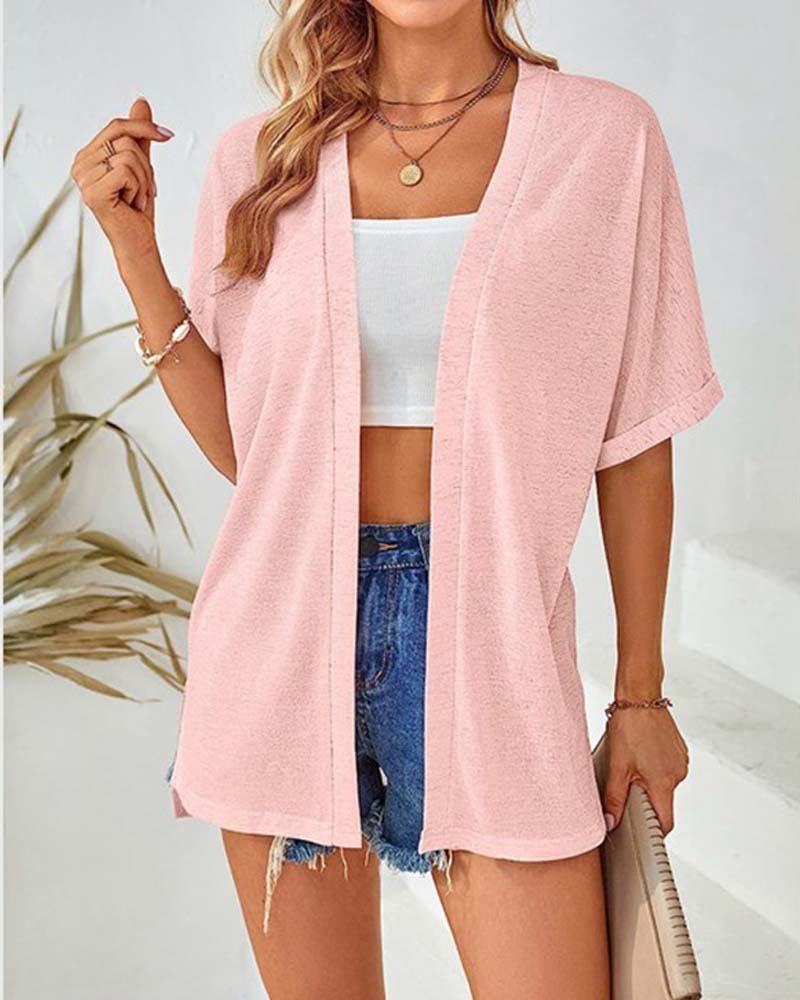 Jakke Kortsermet Avslappnet Ensfarget