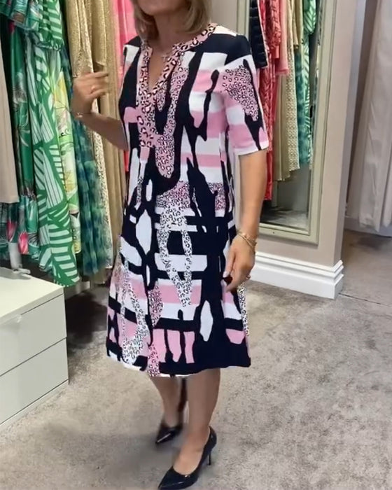 Midikjole med leopardmønster for kvinner