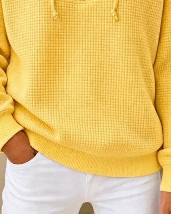 Sweatshirt Vaffel Snøre Halvglipp