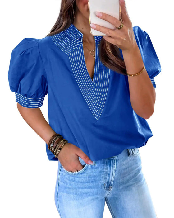 Bluse V-Hals Boble Erme Stripet