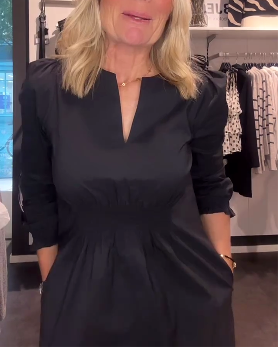 A-Linjekjole Med Pufferm Og Markert Midje