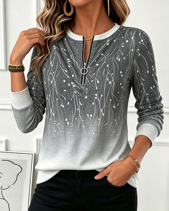 Sweatshirt Rundhalset Glidelås Ombre