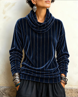 Topp Stripet Cowl Hals Mote