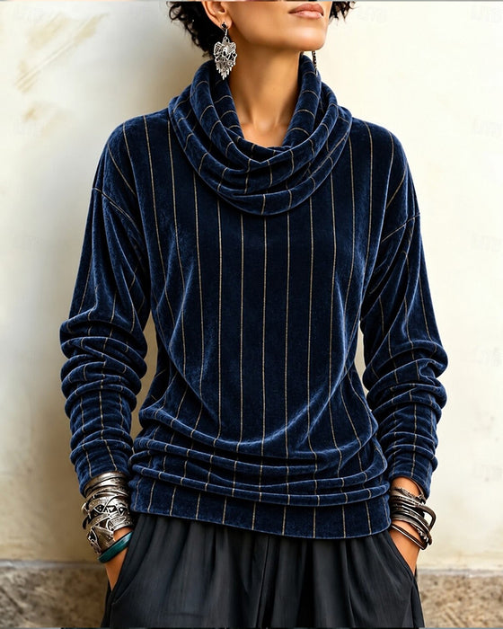 Topp Stripet Cowl Hals Mote
