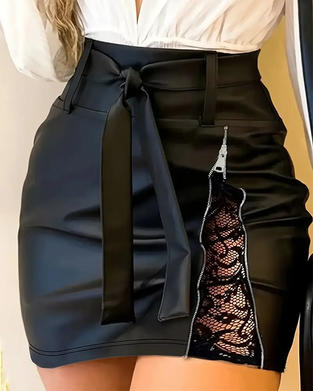 Skjørt Blonde Patchwork Bodycon PU