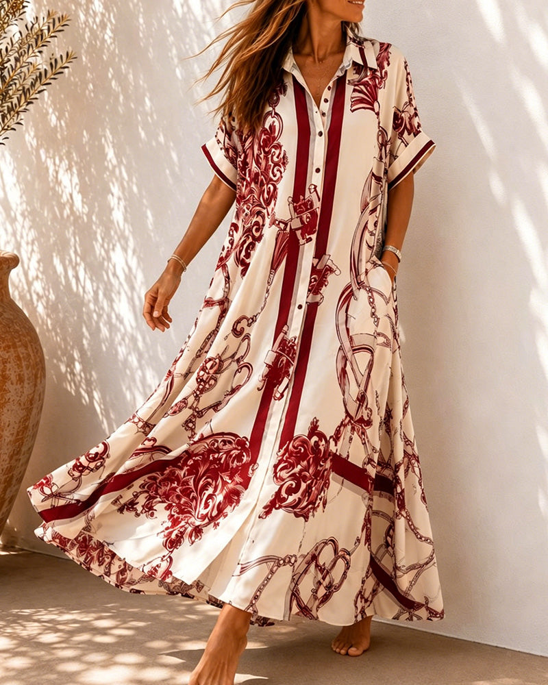Kjole Vintage Sløyfeverk Slag Skjorte