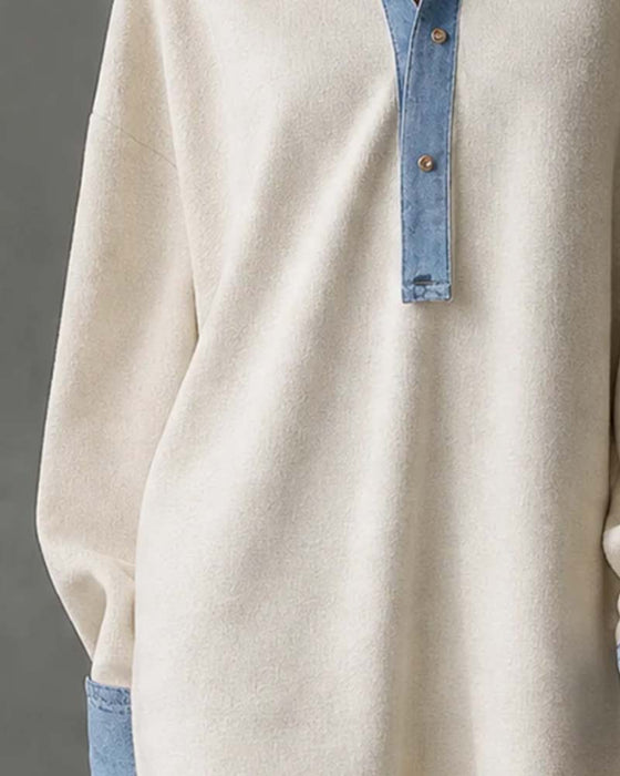 Kjole Patchwork Casual Lang Erme