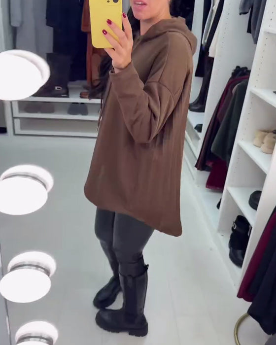 Uregelmessig Løysittende Helfarget Langermet Genser