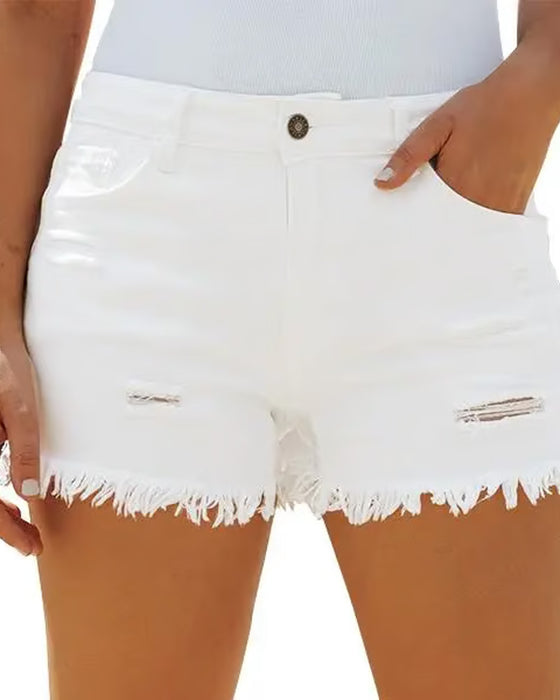 Shorts Rå Kant Denim