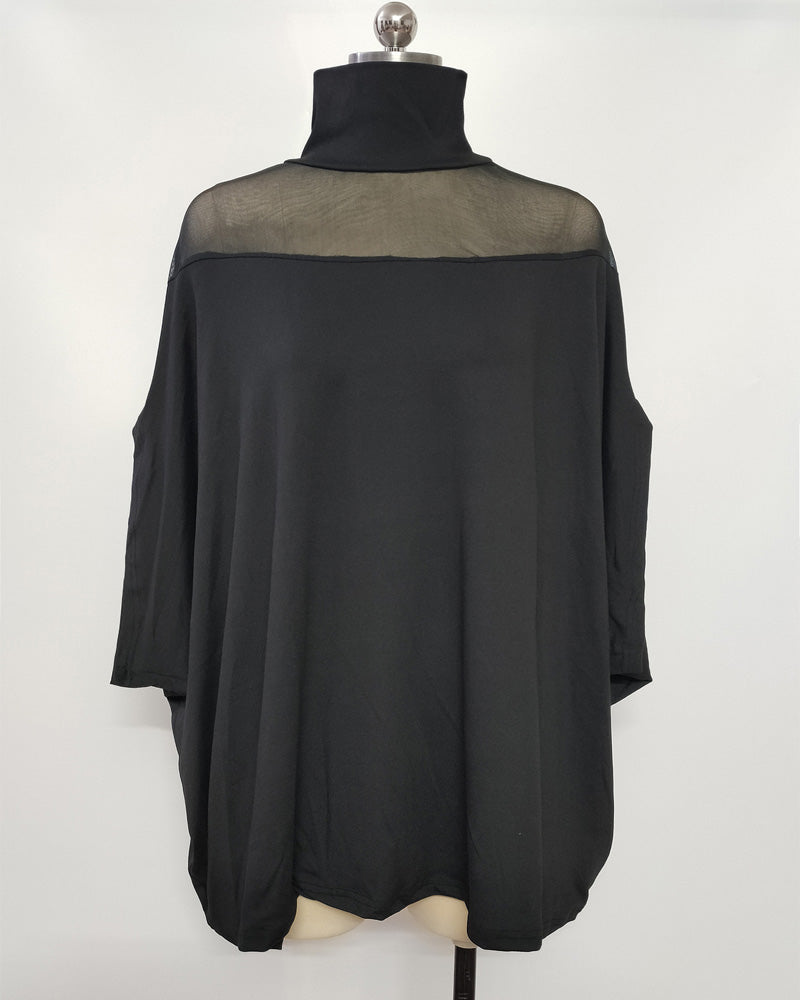 Bluse Gjennomsiktig Cold Shoulder Dolmanerme