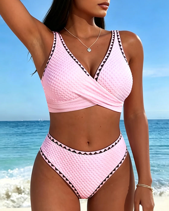 Bikini Kontrastfarge V-hals Splitt