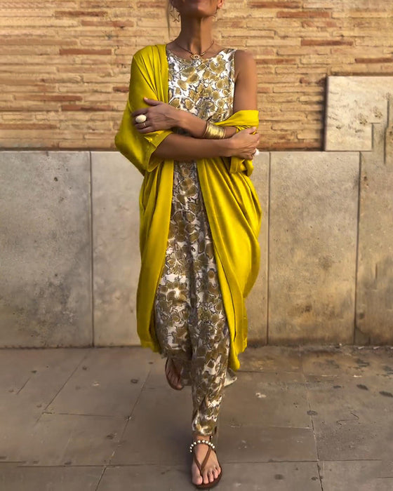 Elegant todelt dress med vintagetrykk