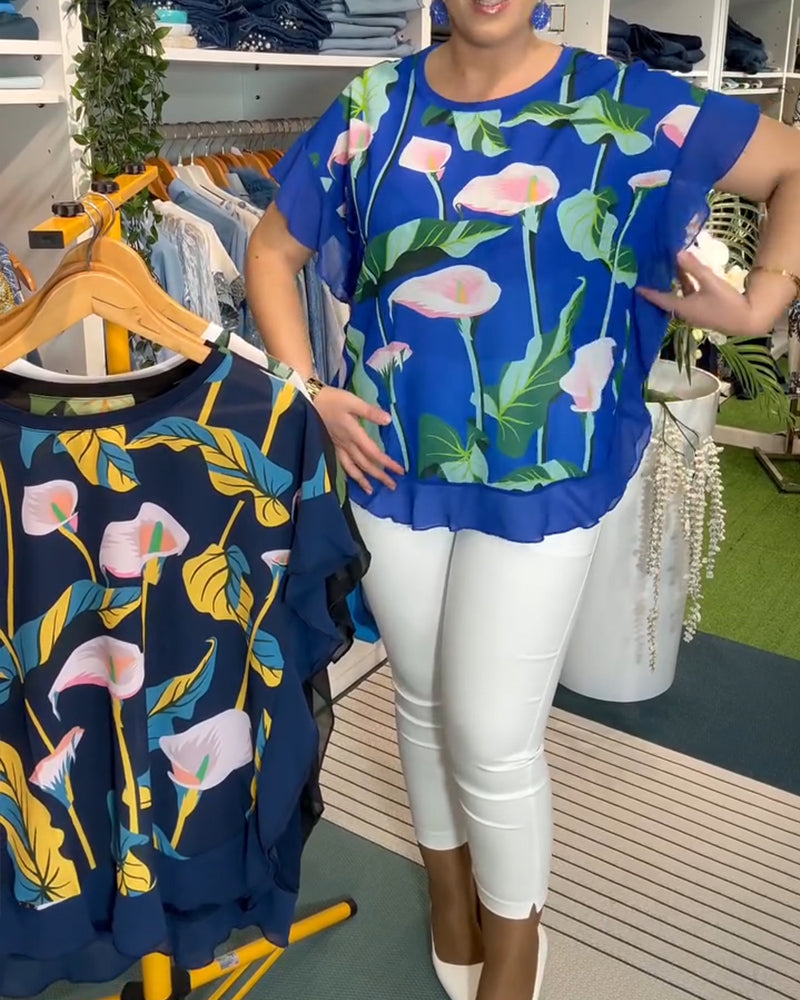 Bluse Flaggermuserme Trykt