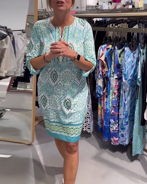 Kjole Sirkeltrykk Rund Hals Rett