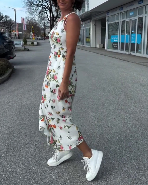 Kjole Ermløs Trykt Casual