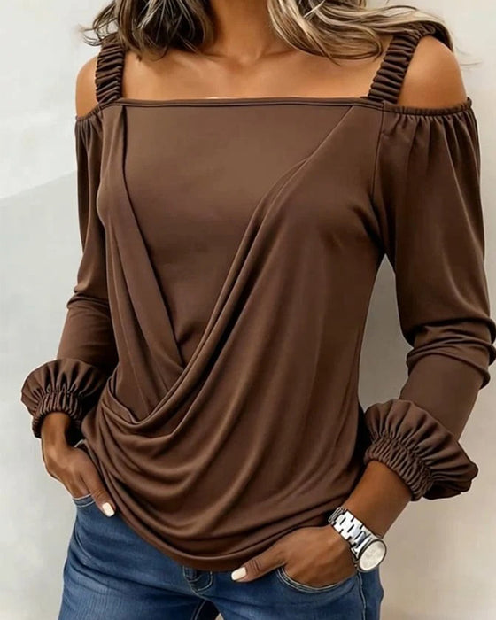 Topp Camisole Off-Skulder Kors Puff-Erme