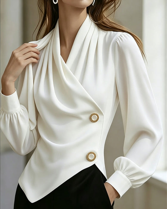 Bluse Drapert Mote V-Hals