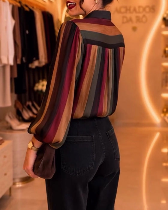Bluse Retro Stripe Puffererme