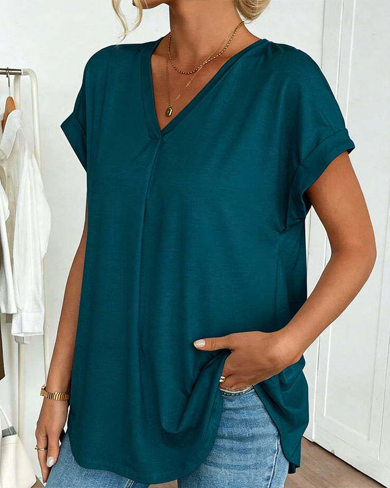 T-Skjorte Kortermet Ensfarget Lappeteppe-Design