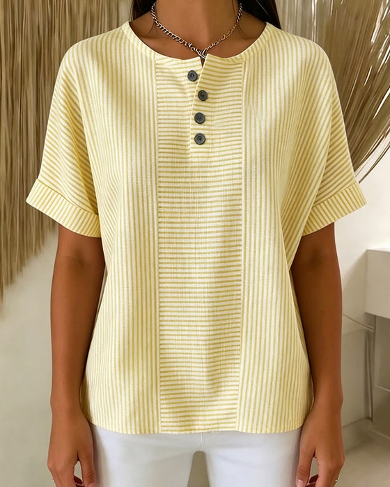 Bluse Rund Hals Kort Erm