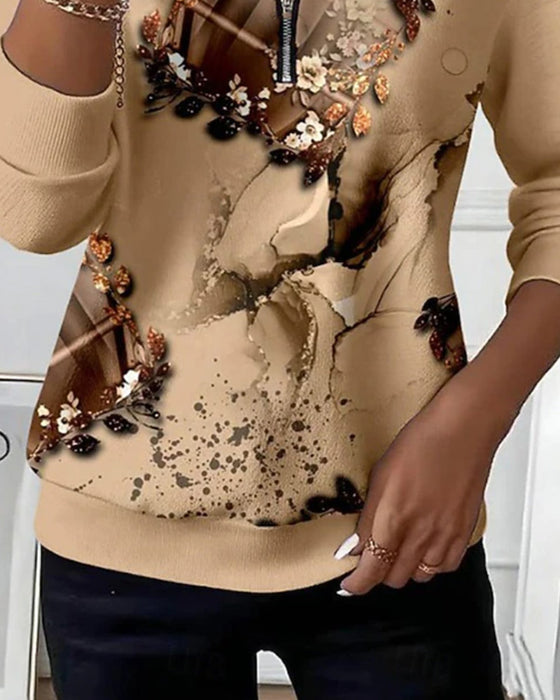 Sweatshirt Glidelås Trykt Langermet