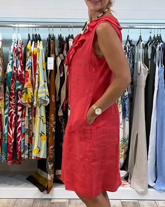 Kjole Ruffle Ermeløs Casual