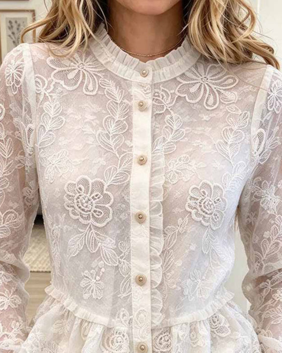 Bluse Rynket Slim Passform Vifteformet