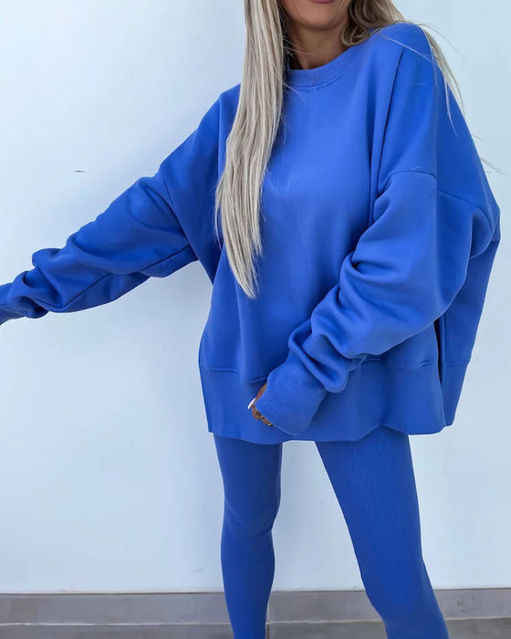 Sett Slim Bukse Løs Sweatshirt
